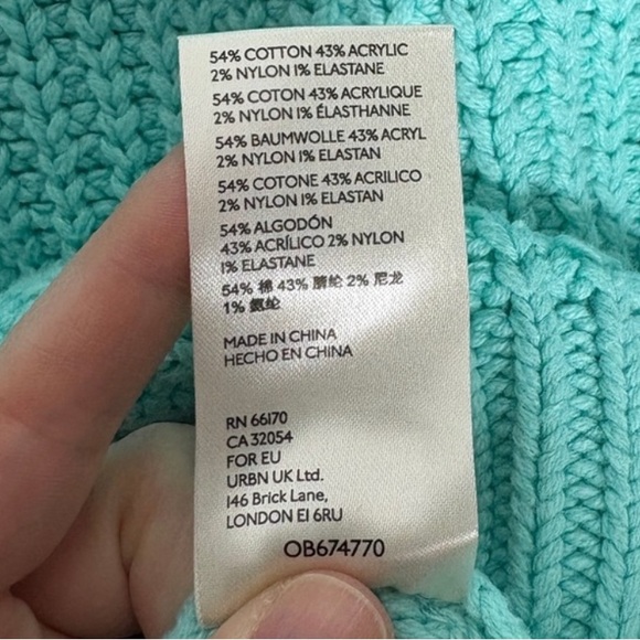 FREE PEOPLE Women’s RARE In Too Deep Turtleneck Sweater Aqua Blue Size Small - Picture 8 of 8